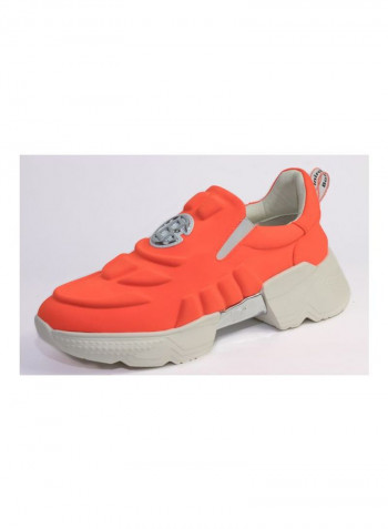 Leather Slip-on Sneakers Orange/White