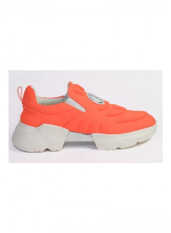 Leather Slip-on Sneakers Orange/White