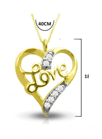 18 Karat Gold Love Design Diamond Studded Pendant Necklace