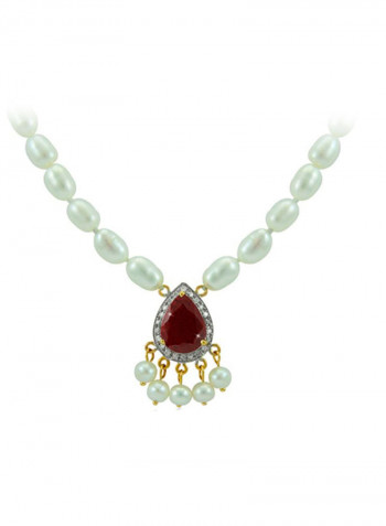 18K Gold Diamonds Royal Indian Ruby Necklace