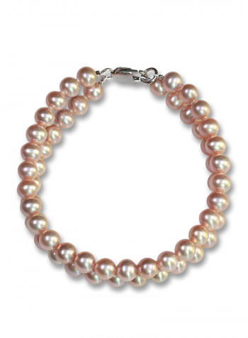 18 Karat Gold Freshwater Pearl 2 Line Bracelet