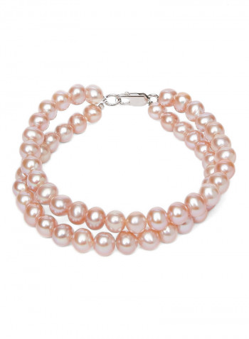 18 Karat Gold Freshwater Pearl 2 Line Bracelet