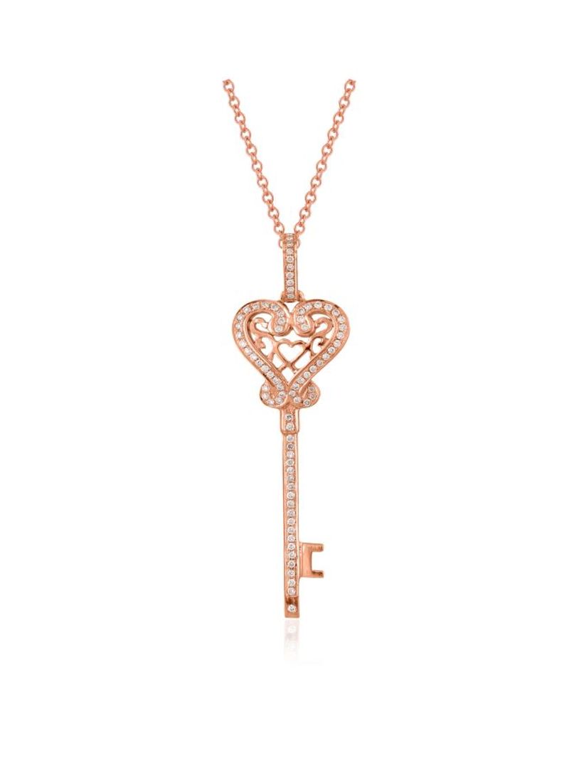 18 Karat Gold Heart Shape Key Pendant