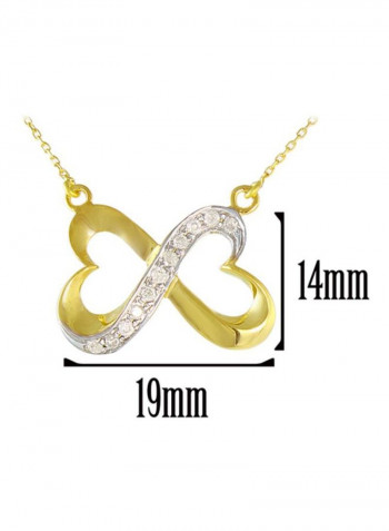 18 Karat Solid Gold And Diamonds Interlocking Heart Pendant Necklace
