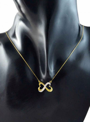 18 Karat Solid Gold And Diamonds Interlocking Heart Pendant Necklace