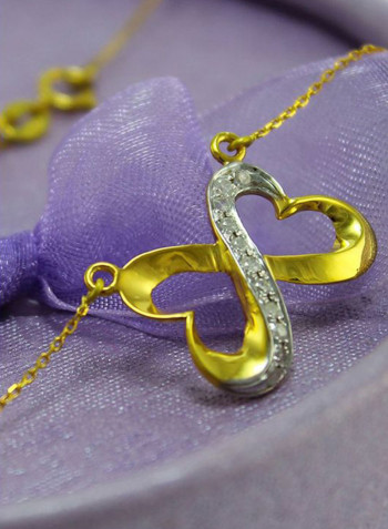 18 Karat Solid Gold And Diamonds Interlocking Heart Pendant Necklace