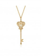 18 Karat Gold Heart Shape Key Pendant Yellow Gold