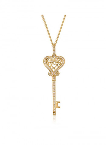 18 Karat Gold Heart Shape Key Pendant Yellow Gold