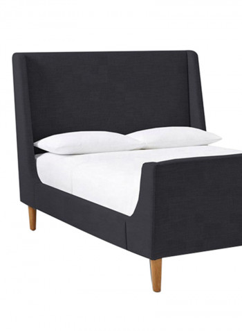 Nordic Solid Wood Double Bed Black 150 x 190cm