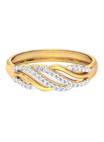 18K Gold Exquisite Design Wave Twist Diamond Ring