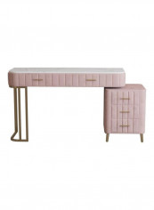 Dressing Table With 3-Drawer Cabinet Pink/White/Gold 120x40x75cm