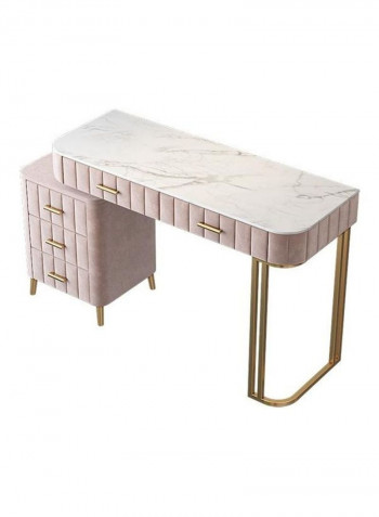 Dressing Table With 3-Drawer Cabinet Pink/White/Gold 120x40x75cm