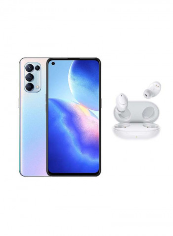 Reno 5 Dual SIM Galactic Silver 8GB RAM 128GB 5G With Enco W11 True Wireless Earphones - Middle East Version