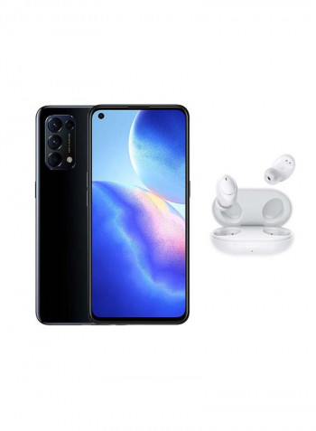 Reno 5 Dual SIM Starry Black 8GB RAM 128GB 5G With Enco W11 True Wireless Earphones - Middle East Version