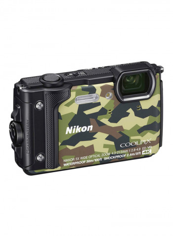 Coolpix W300 Point And Shoot Camera 5x Wide Optical Zoom-NIKKOR ED VR Glass Lens 16MP Waterproof With Built-in Wi-Fi, GPS, eCompass And Bluetooth Special Edition-Camouflage