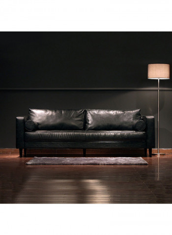 3 Seater Modern Nordic Style Leather Sofa Black 210 x 85 x 75cm