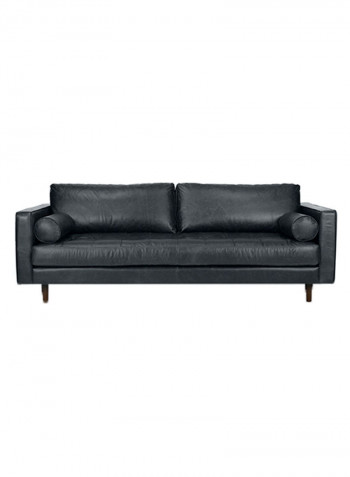 3 Seater Modern Nordic Style Leather Sofa Black 210 x 85 x 75cm