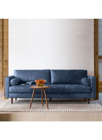 3 Seater Modern Nordic Style Leather Sofa Navy Blue