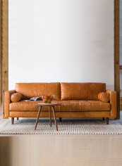 3 Seater Modern Nordic Style Leather Sofa Tan