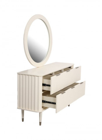 Clara Wooden Dresser With Mirror Beige/Clear 140x205x43cm