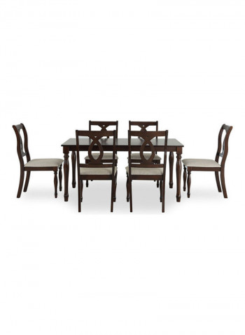 Pattern 6-Seater Dining Set Brown/White