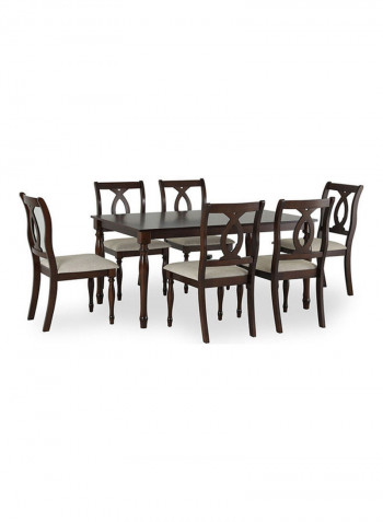 Pattern 6-Seater Dining Set Brown/White