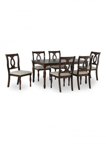 Pattern 6-Seater Dining Set Brown/White