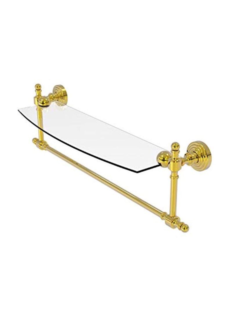 Retro Wave Collection Vanity Towel Bar Glass Shelf Clear/Gold 18inch