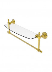 Retro Wave Collection Vanity Towel Bar Glass Shelf Clear/Gold 18inch