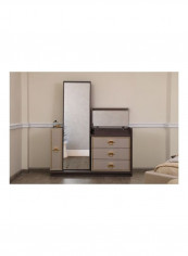 Side Mirror Helix Dresser with Multiple Storage Drawer Brown/Beige/Silver