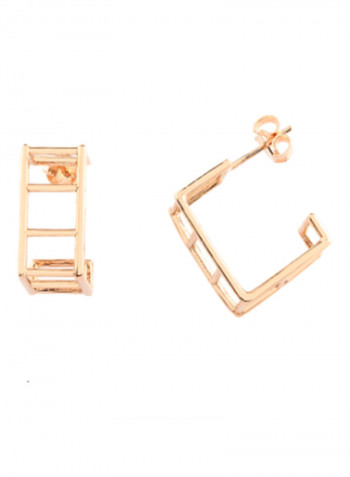 18K Gold Cube Stud Earrings