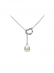 925 Sterling Silver White Pearl Pendant Lariat Necklace