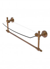 Retro Wave Collection Glass Shelf With Towel Holder Clear/Gold 18inch