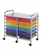 12-Drawer Storage Cart Silver/Yellow/Blue 16x10.8x26.5inch reviews 12-Drawer Storage Cart Silver/Yellow/Blue 16x10.8x26.5inch