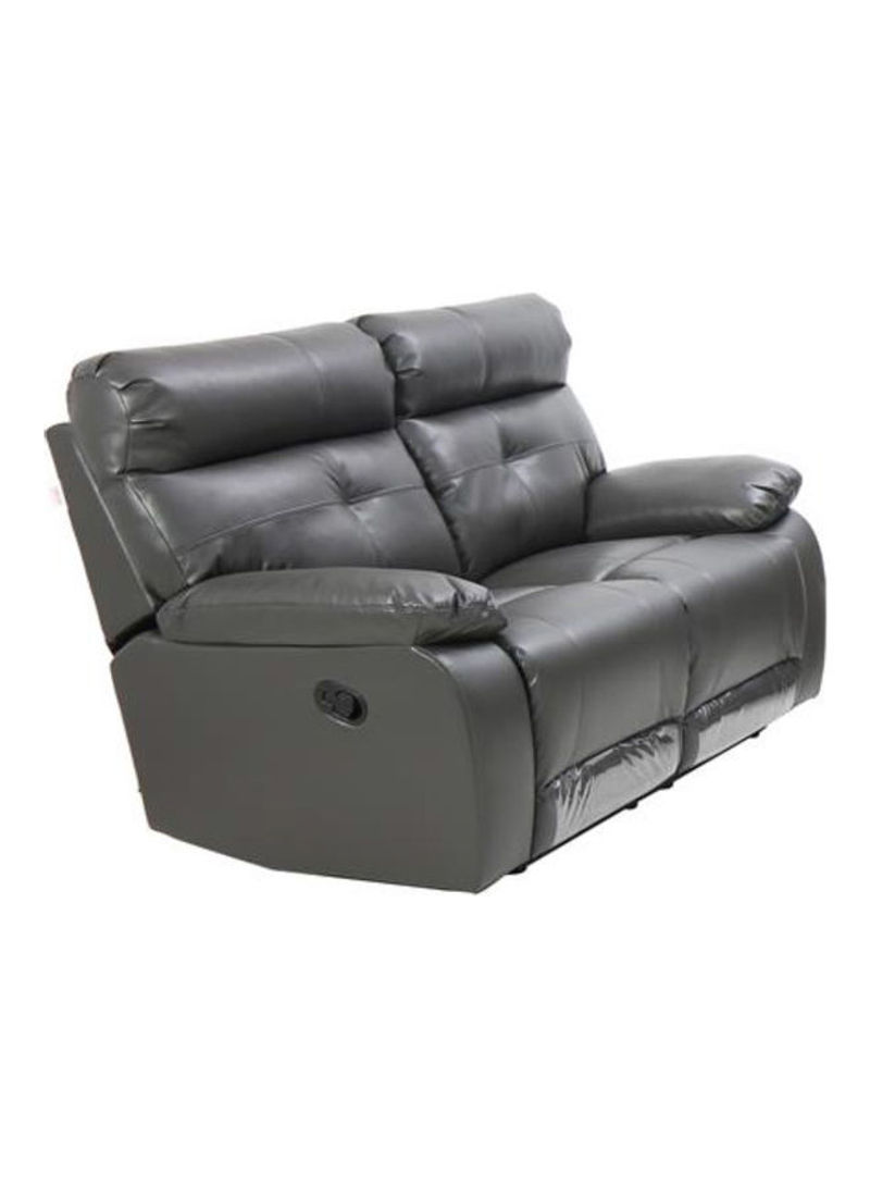 2 Seater Leather Recliner Black