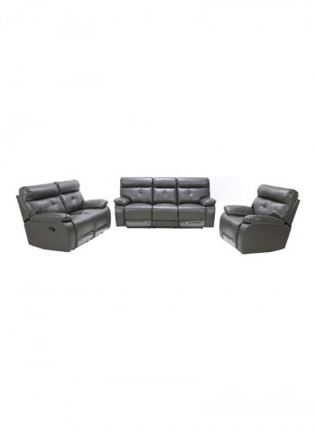 2 Seater Leather Recliner Black
