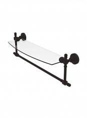 Integrated Towel Bar Glass Shelf Clear/Black 18inch