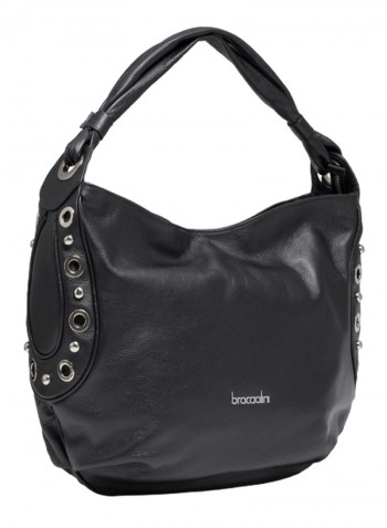 Margot Round Rivet Detail Hobo Black