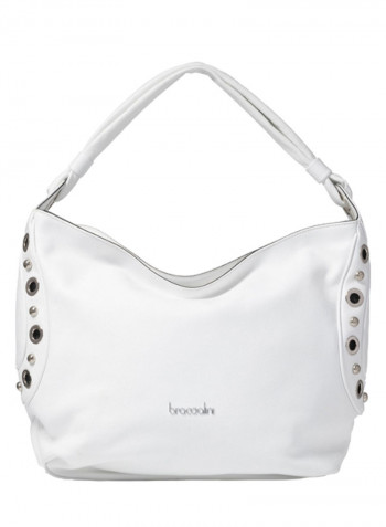 Margot Round Rivet Detail Hobo White