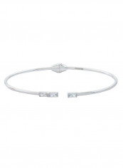 18K White Sapphire Baguette White Gold Bangle