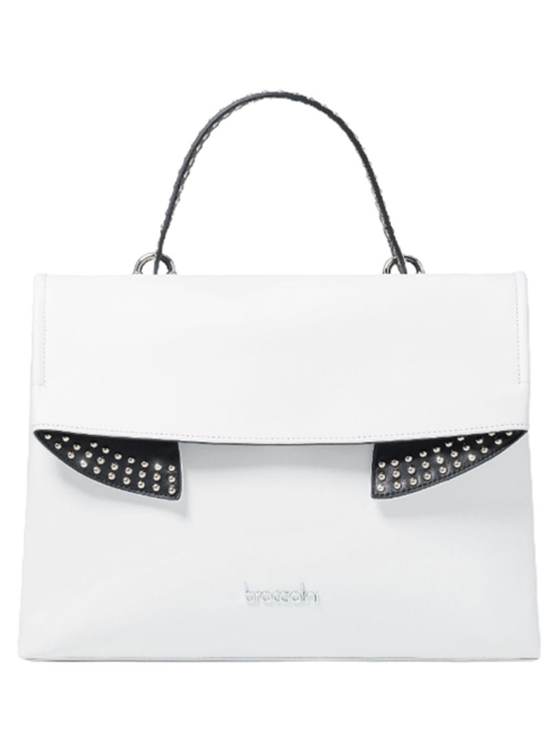 Adjustable Strap Naomi Studded Crossbody Bag White/Black