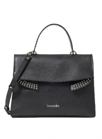 Naomi Round Rivet Detail Shoulder Bag Black