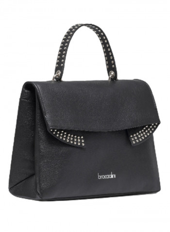 Naomi Round Rivet Detail Shoulder Bag Black