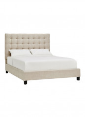 Briella Button Tufted Bed Without Mattress Beige King
