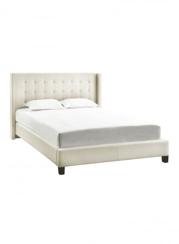 Melina Tufted Wingback Bed Without Mattress Beige King