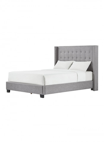 Melina Tufted Wingback Bed Without Mattress Grey King