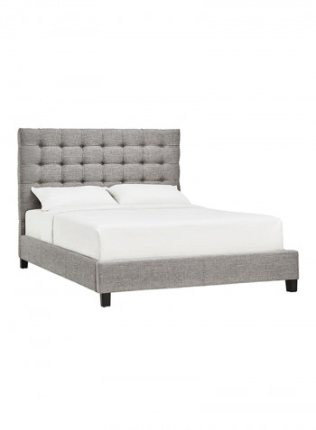 Briella Button Tufted Bed Without Mattress Grey King