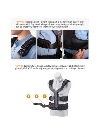 Gimbal Stabilizer Supporting System With Dual Spring Arm أسود