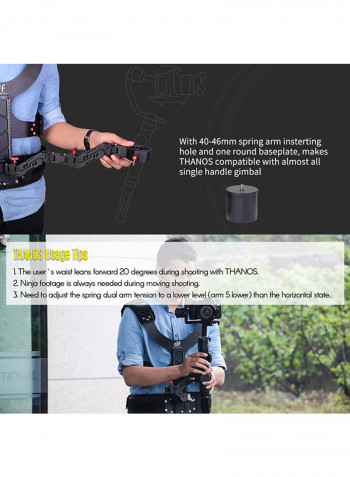 Gimbal Stabilizer Supporting System With Dual Spring Arm أسود