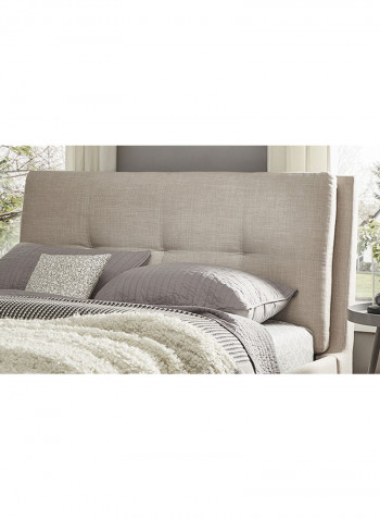 Plush Tufted Padded Headboard Bed With Mattress Grey/Beige Queen